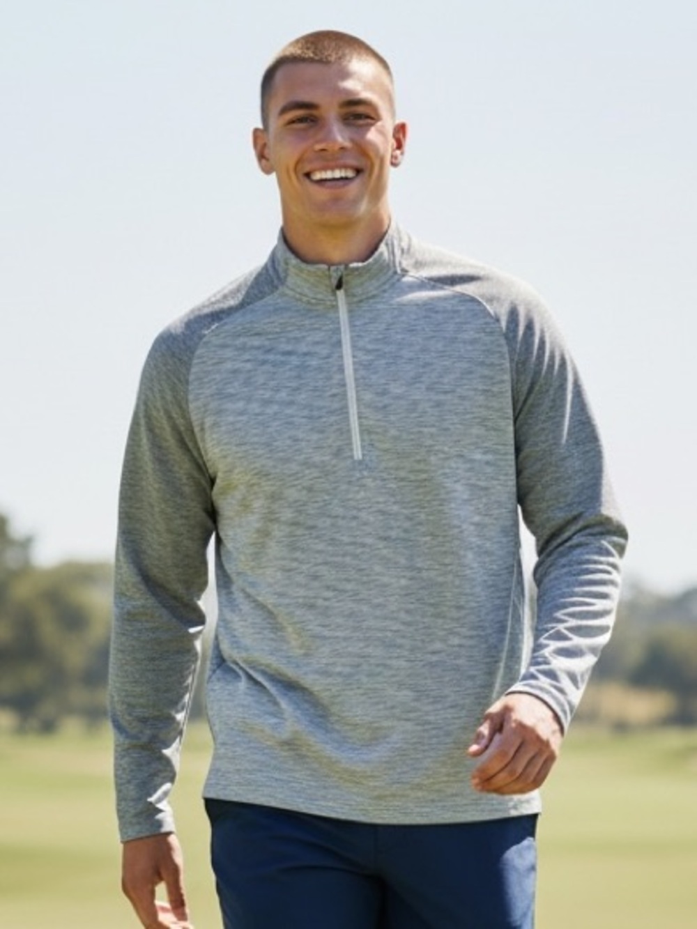 UNDER ARMOUR GOLF Men’s Large Gray Mock Neck 1/4 Zip GREAT OAKS CC